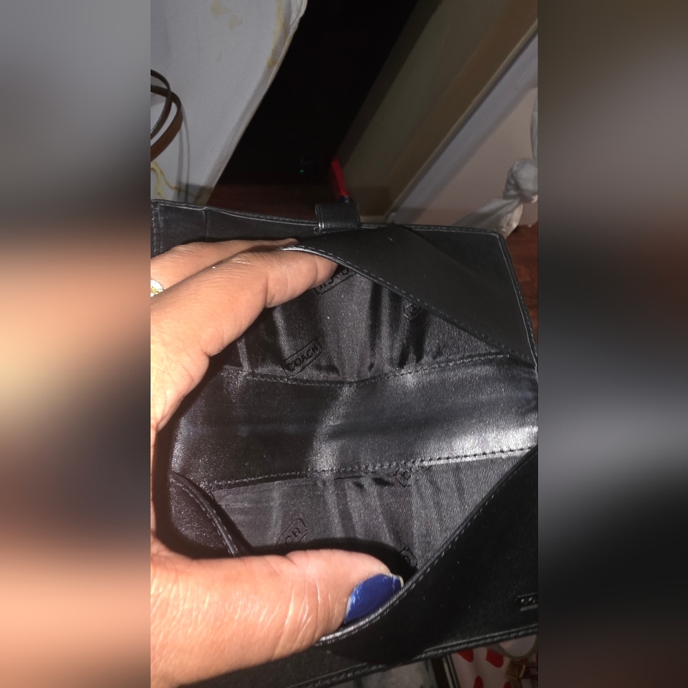 Coach Black Patterned Checkbook Cover - image 7